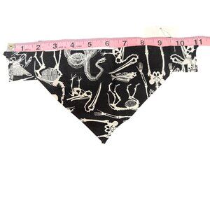 Black & White Skeleton Print Dog Bandana Handmade Triangle Design Halloween Pet